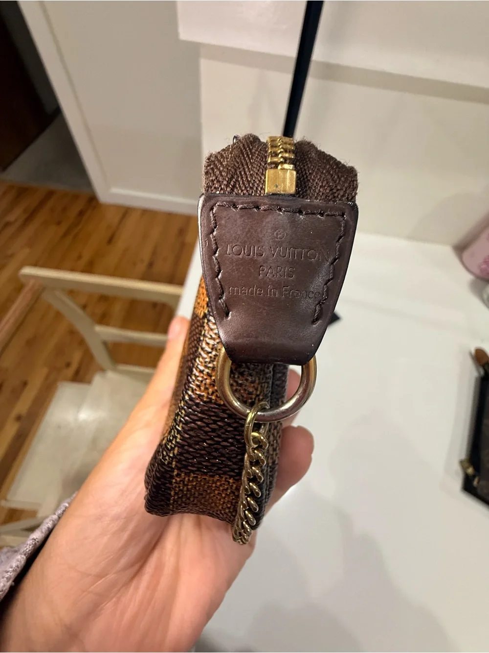 Louis Vuitton Damier Ebene Trunks and Bags Mini Pochette Accessoires Bag Brown